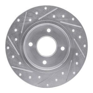 Nissan Sentra Brake Rotor (1) - Rear Right - R1 Concepts - Drilled & Slotted - Silver - `04-`06
